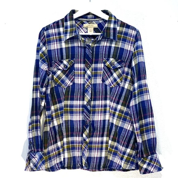 Natural Reflections 2 PACK Plaid Long Sleeve Button-Down Shirt Top - Picture 3 of 16